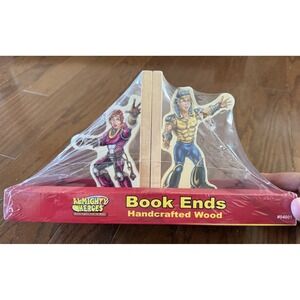 Almighty Heroes Action Figures Bible Wooden Book Ends By Family Values NEW!